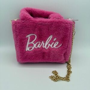 Barbie Pink Faux Fur Mini Top Handle Shoulder Bag Chain Strap Purse